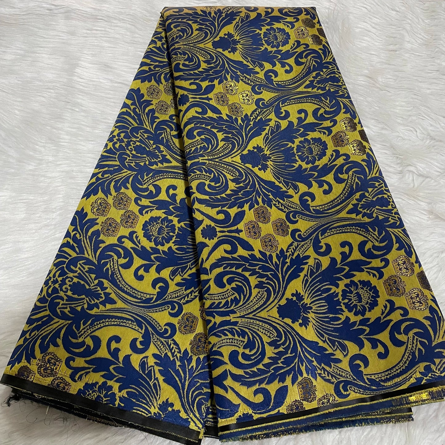 African Damask Lace Fabric Jacquard Brocade 2.5 or 5 Yards