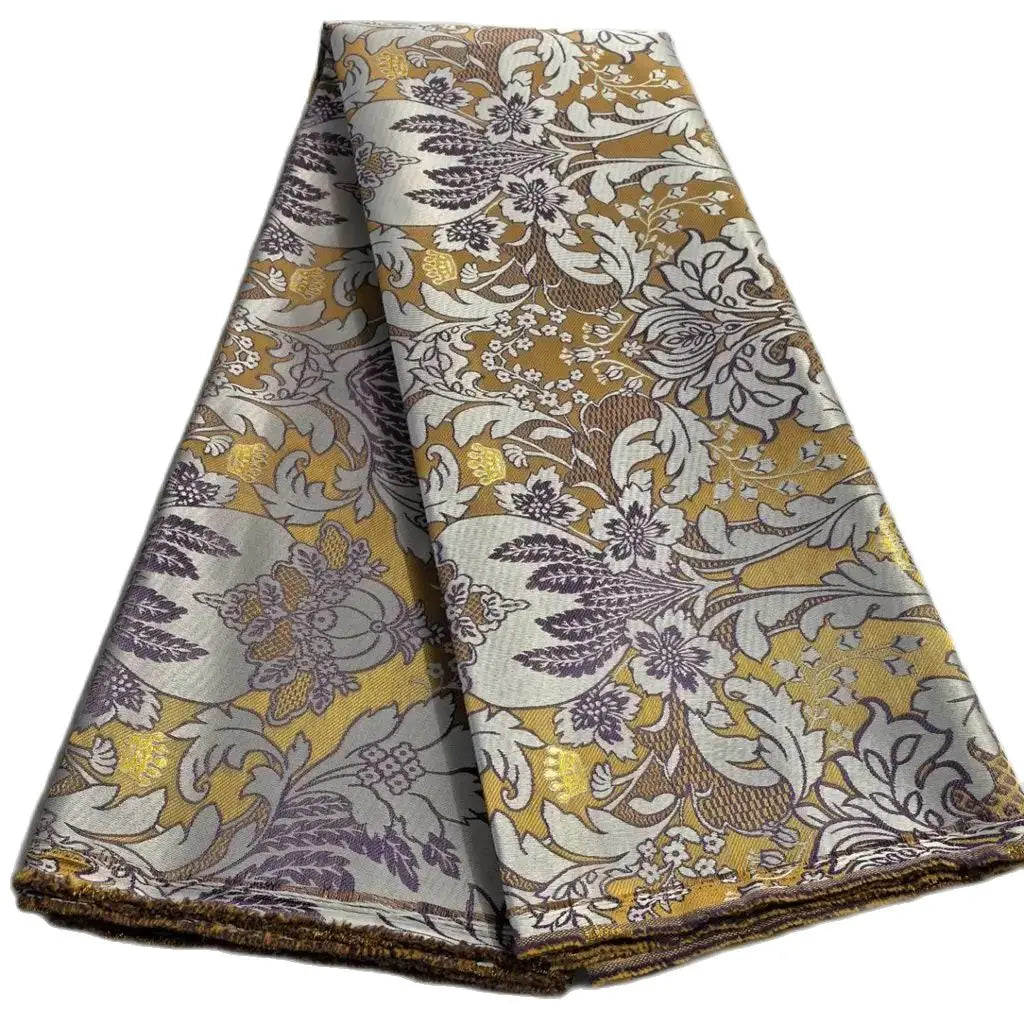 African lace fabric cream 5 yards bridal dress Aso Obi