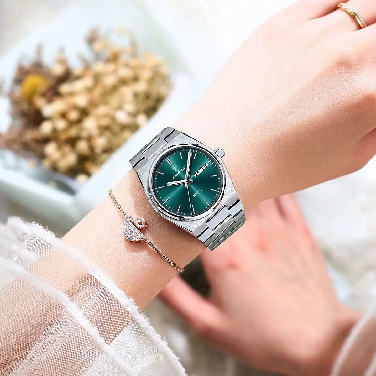 Poedagar Women's Elegant Quartz Watch 35mm Stainless Steel