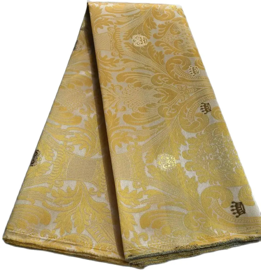 African jacquard fabric green 5 yards ceremony tailoring