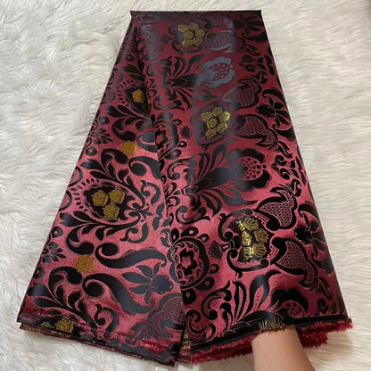 African Damask Lace Fabric Jacquard Brocade 2.5 or 5 Yards