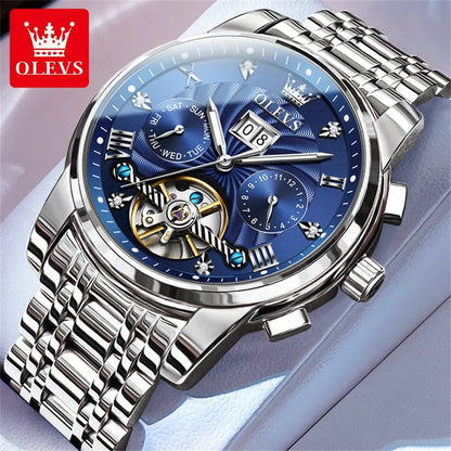 Olevs Men's Automatic Skeleton Tourbillon Luxury Watch