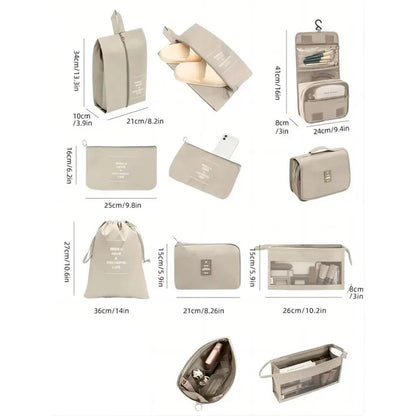Travel packing cubes set for clothes, shoes and toiletries – toiletry organiser 10