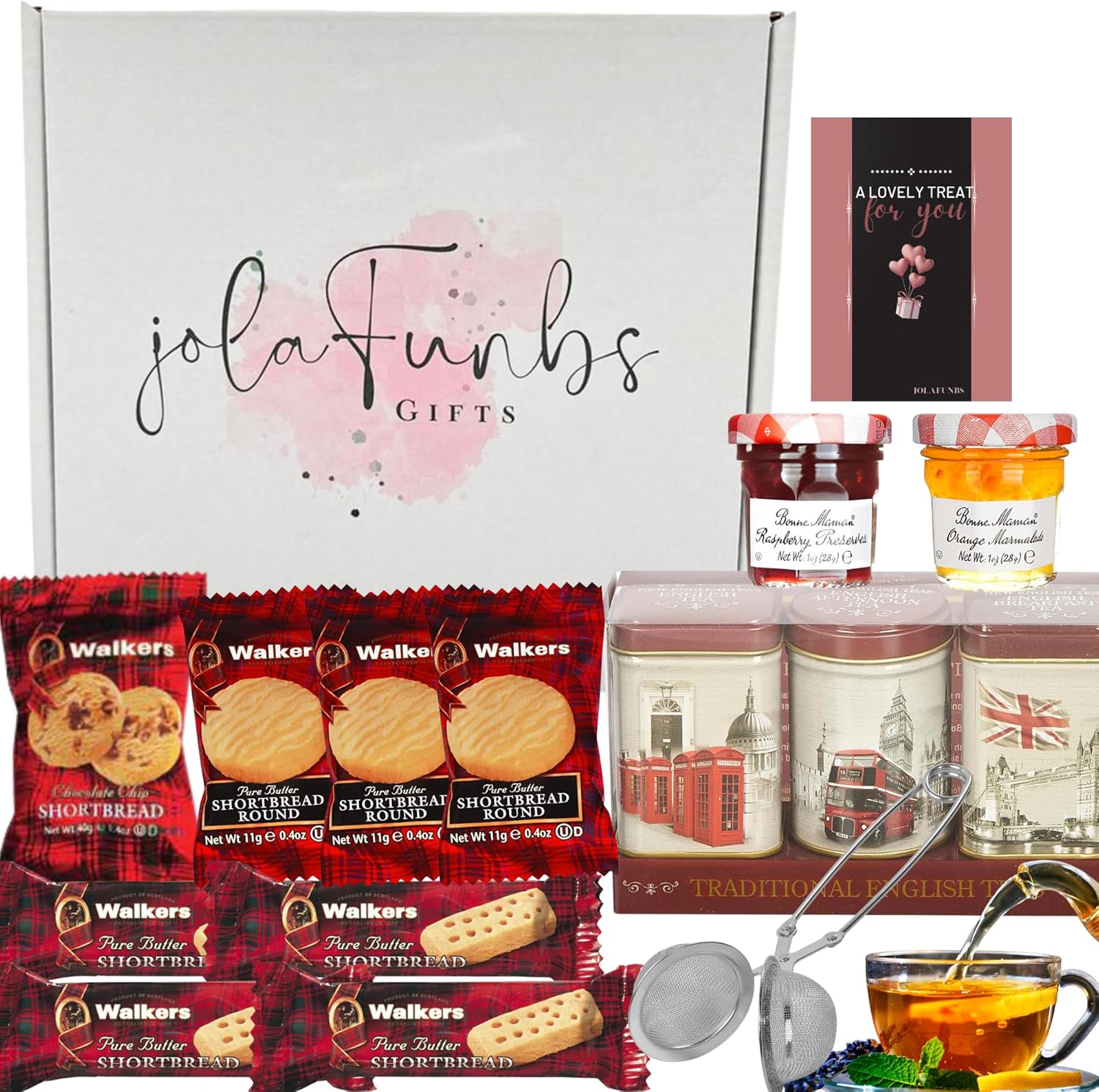 Scottish Shortbread Walkers Gifts & English Tea Gift Set with Cards