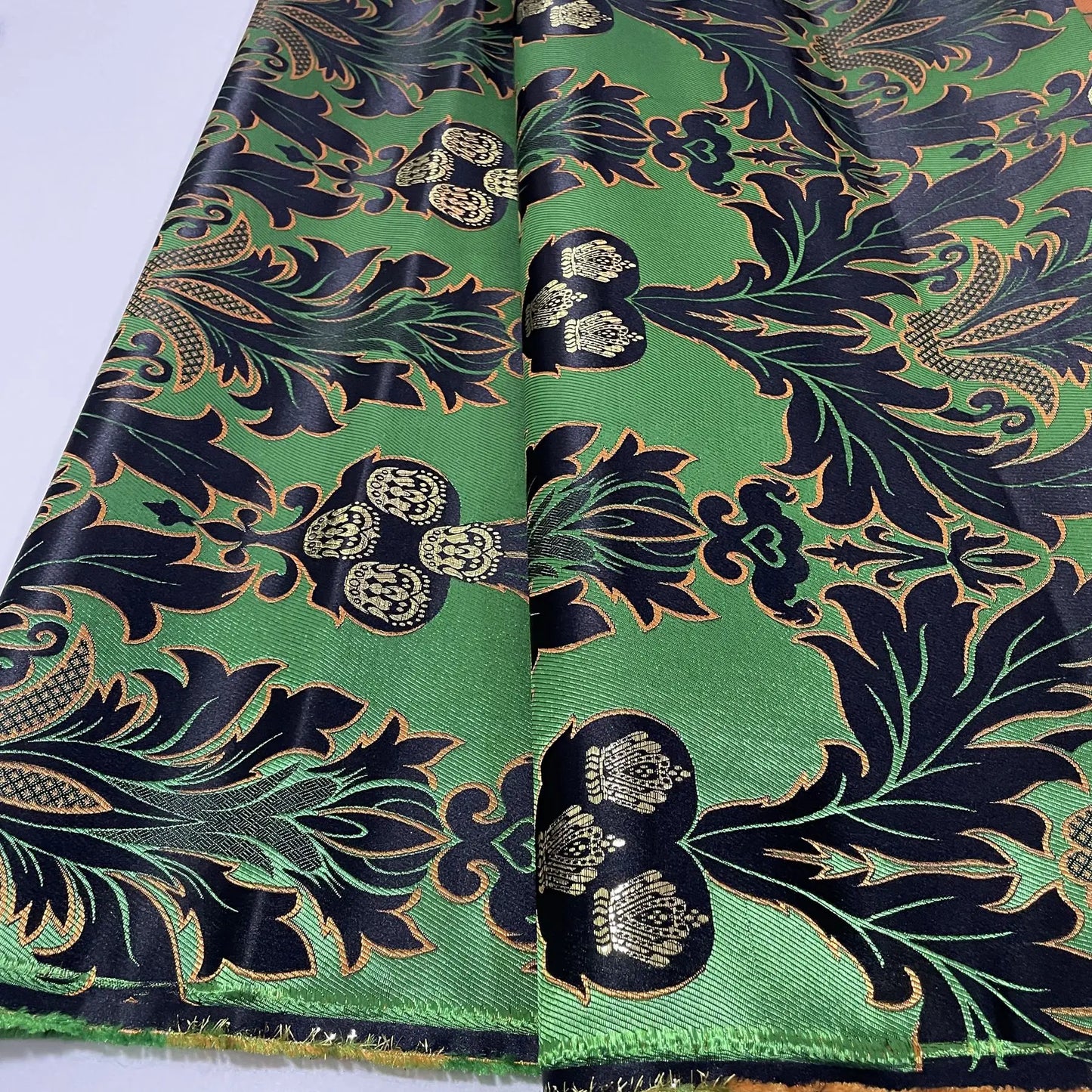 Nigerian women damask lace fabric ceremony gown tailoring