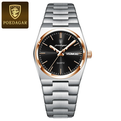 Poedagar Women's Elegant Quartz Watch 35mm Stainless Steel