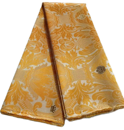 Jacquard fabric mix yellow 5 yards Nigerian ceremony outfit