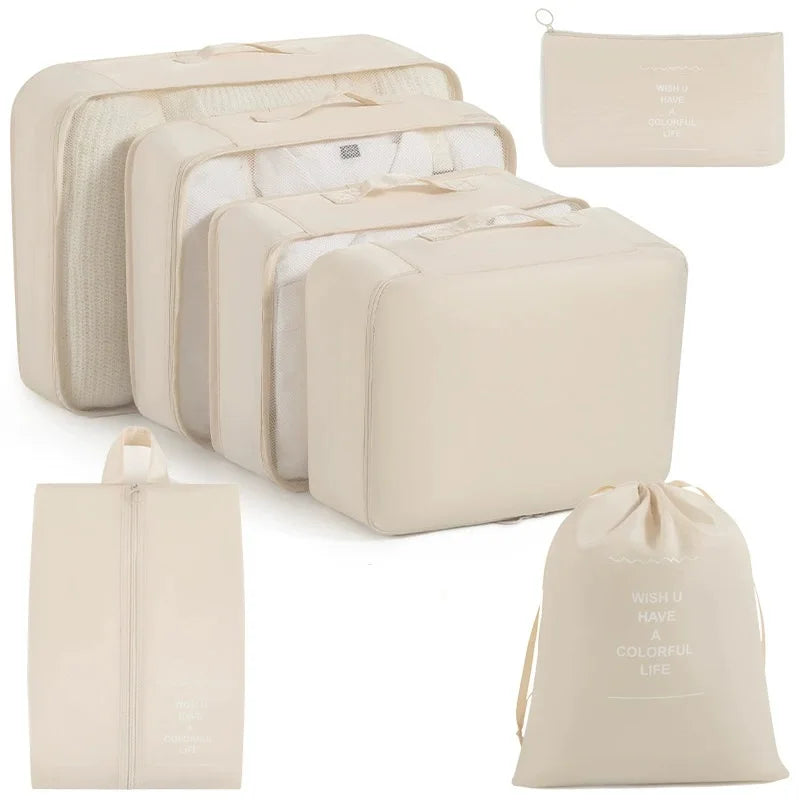 Travel packing cubes set for clothes, shoes and toiletries – luggage organiser 21