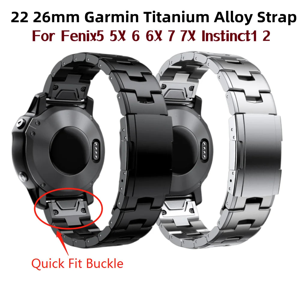 Garmin titanium gray metal band 26mm Fenix 8X 7X 6X Tactix Descent