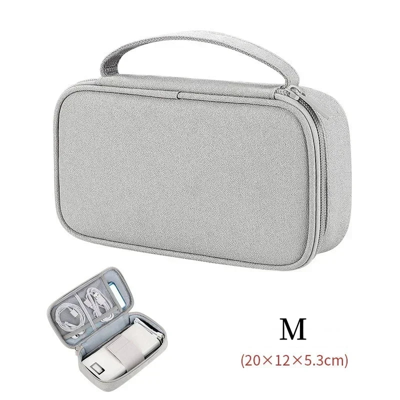 Medium grey cable storage bag for everyday tech accessories