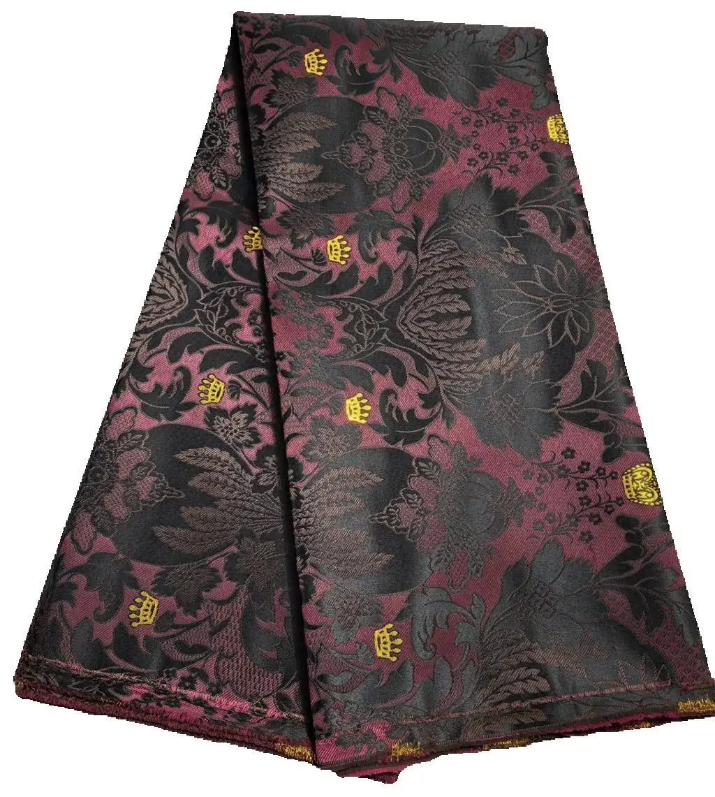African jacquard fabric mix brown 2.5 yards woven brocade