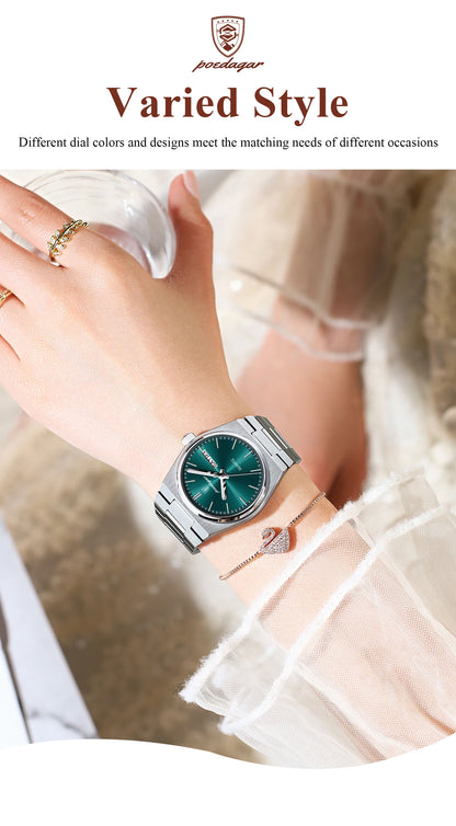 Poedagar Women's Elegant Quartz Watch 35mm Stainless Steel