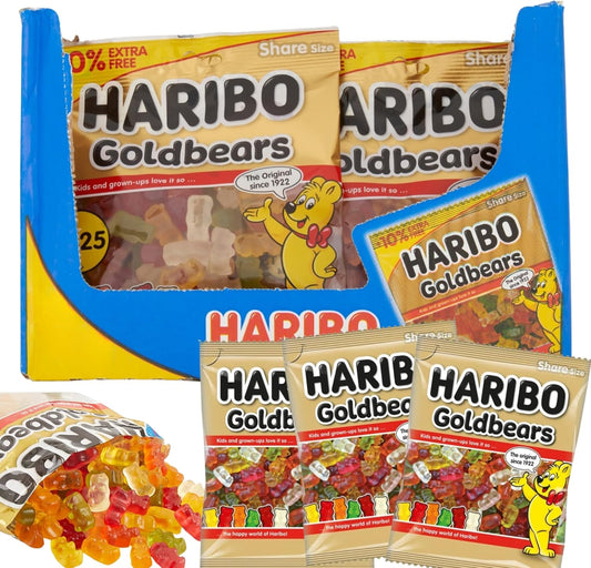 Sweet Bags Gummy Gold Bears 12x154g Mini Bags – Bulk Party Bag Fillers, Sweets Gift Box – Perfect Treat for Birthdays, Halloween, Christmas, Kids Snacks, Easter Care Packages