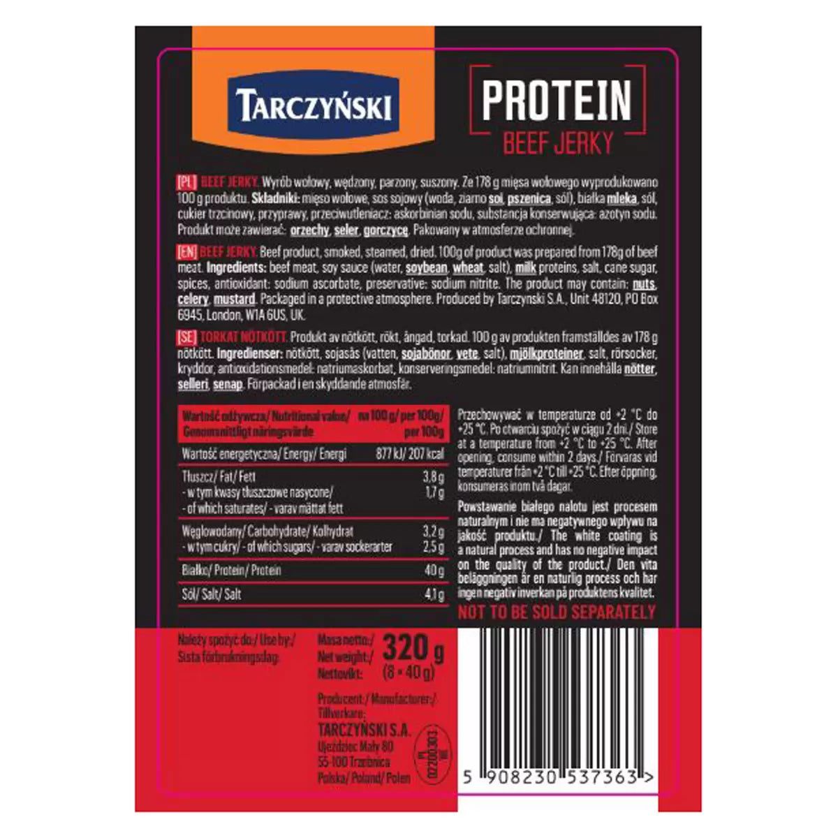 Tarczynski Protein Beef Jerky, 8 x 40g 2