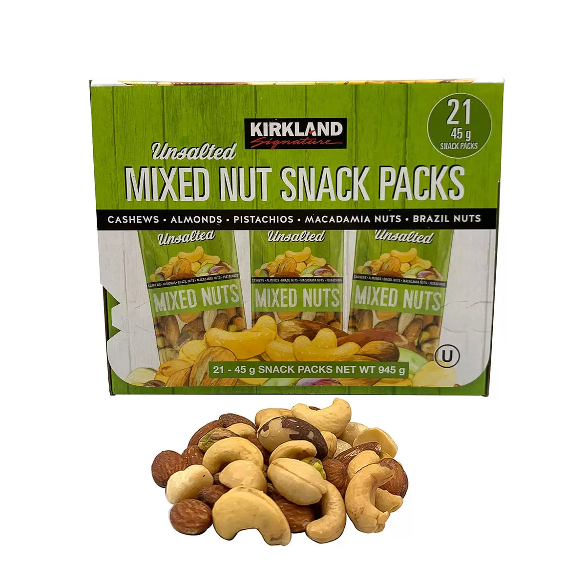 Kirkland Signature Unsalted Mixed Nut Snack Packs 21 x 45g