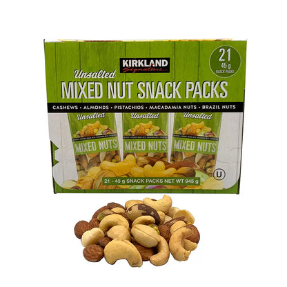 Kirkland Signature Unsalted Mixed Nut Snack Packs 21 x 45g