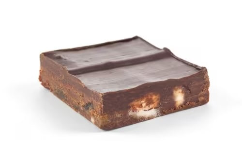 Plant-based chocolate snack with crunchy biscuit pieces
