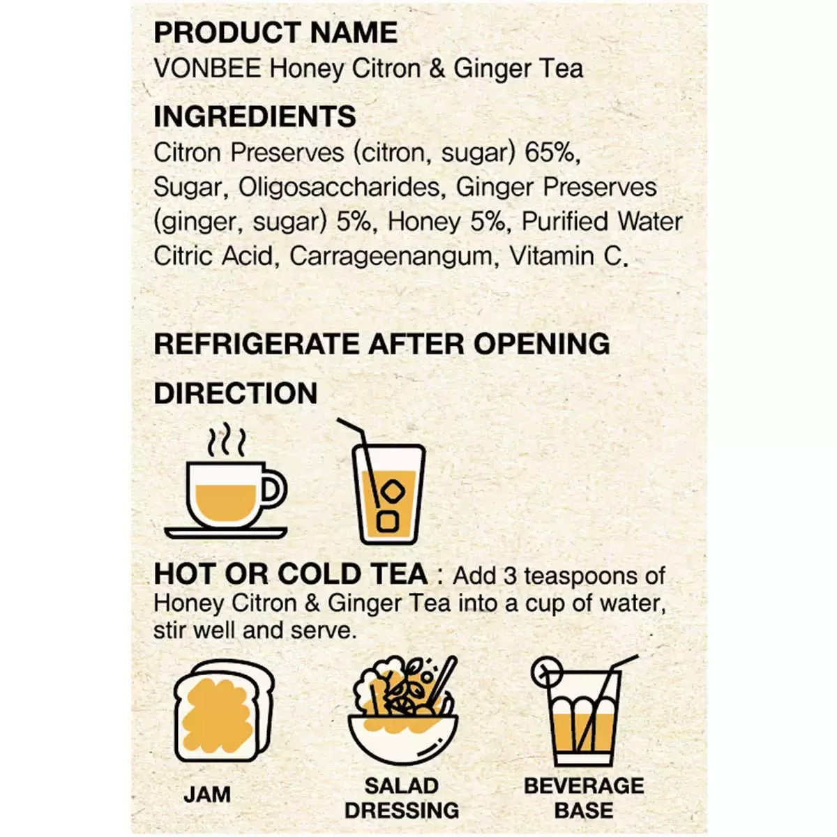Vonbee Citron & Ginger Tea, 2kg