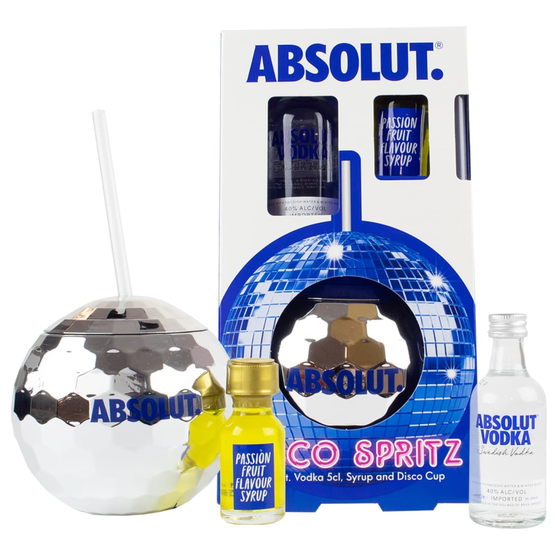Absolut Vodka Party Set – Mini Vanilla Bottle & Disco Cup – Jolafunbs