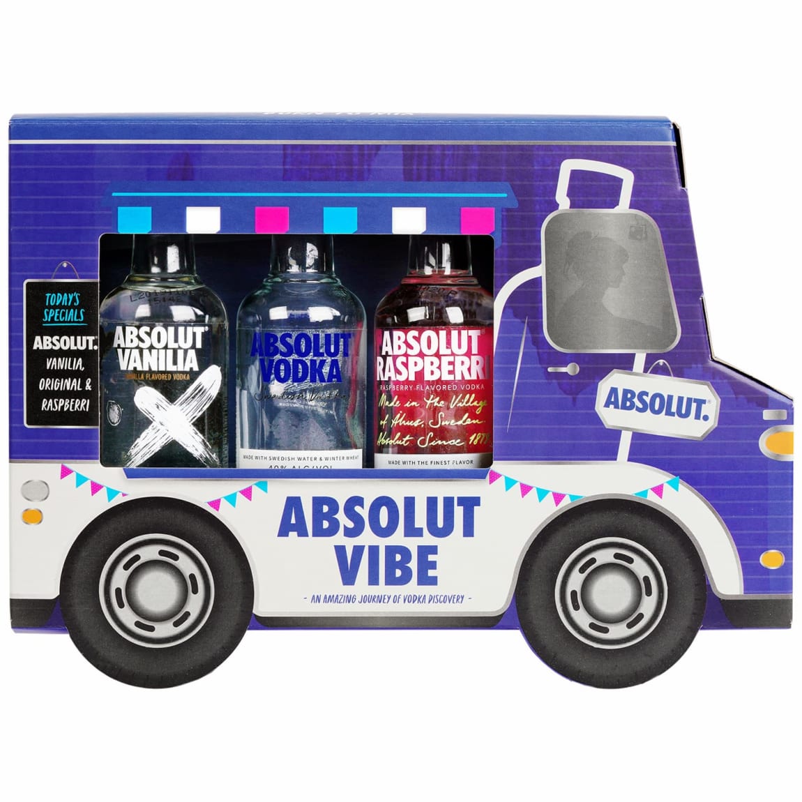 Absolut vodka miniature gift set with truck packaging