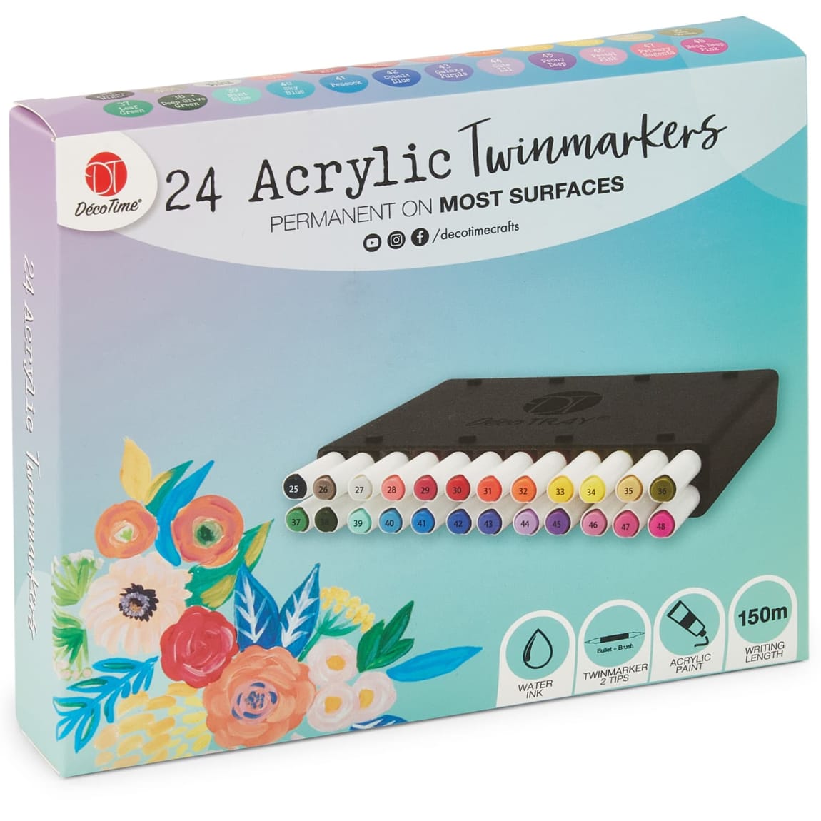Twin tip acrylic marker set with storage box