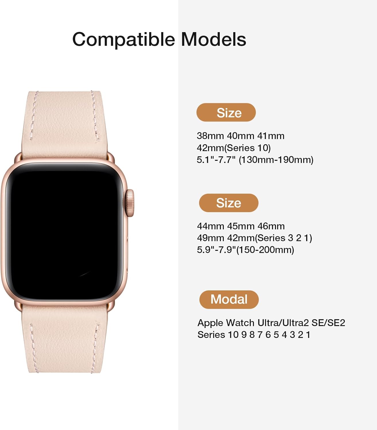 Stylish stitched leather iWatch replacement strap