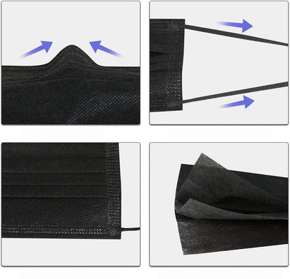 Adjustable ear loop black face mask