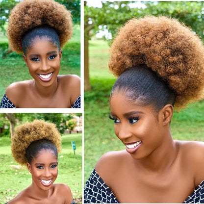 Clip in afro puff ponytail hair extension