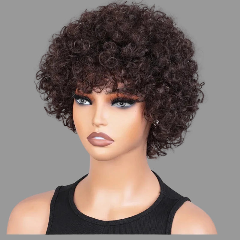 Short curly afro style wig designed for everyday wear