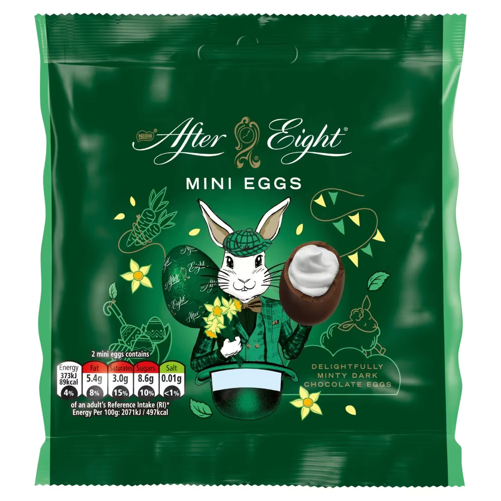 Rich dark chocolate mini eggs with natural peppermint oil