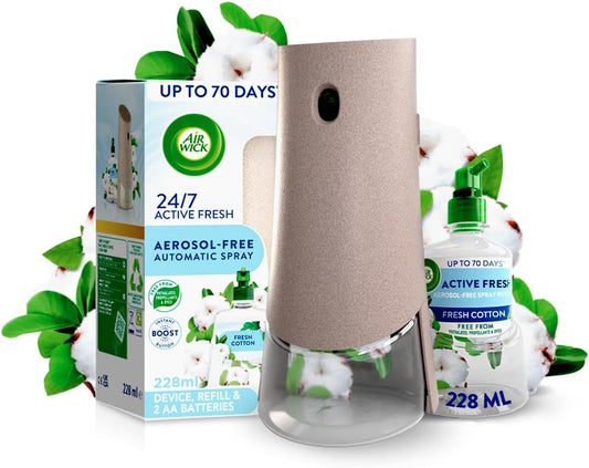 Airwick Fresh Cotton Scent Refill for Aerosol-Free Automatic Air Freshener Kit, 228ml