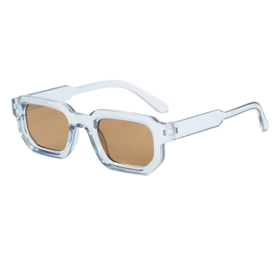Black transparent rectangle sunglasses vintage style UV400