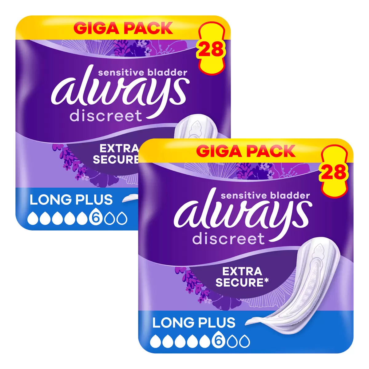 Always Discreet Long Plus Pads 2 x 28 Pack for extra heavy protection