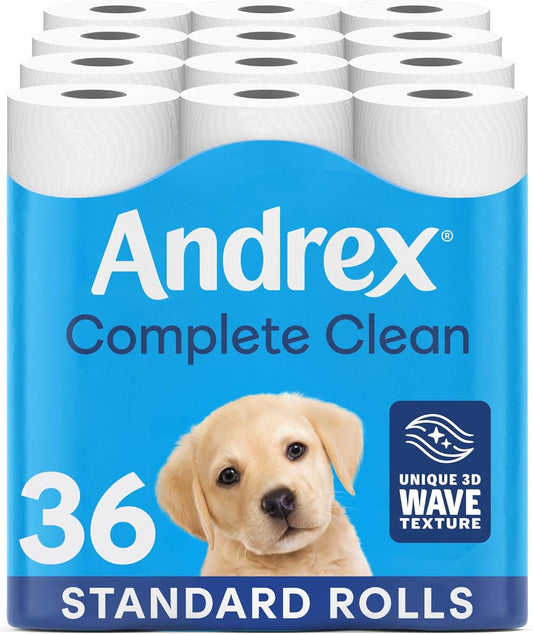 Andrex Complete Clean Toilet Rolls 36 Pack for ultimate comfort and hygiene