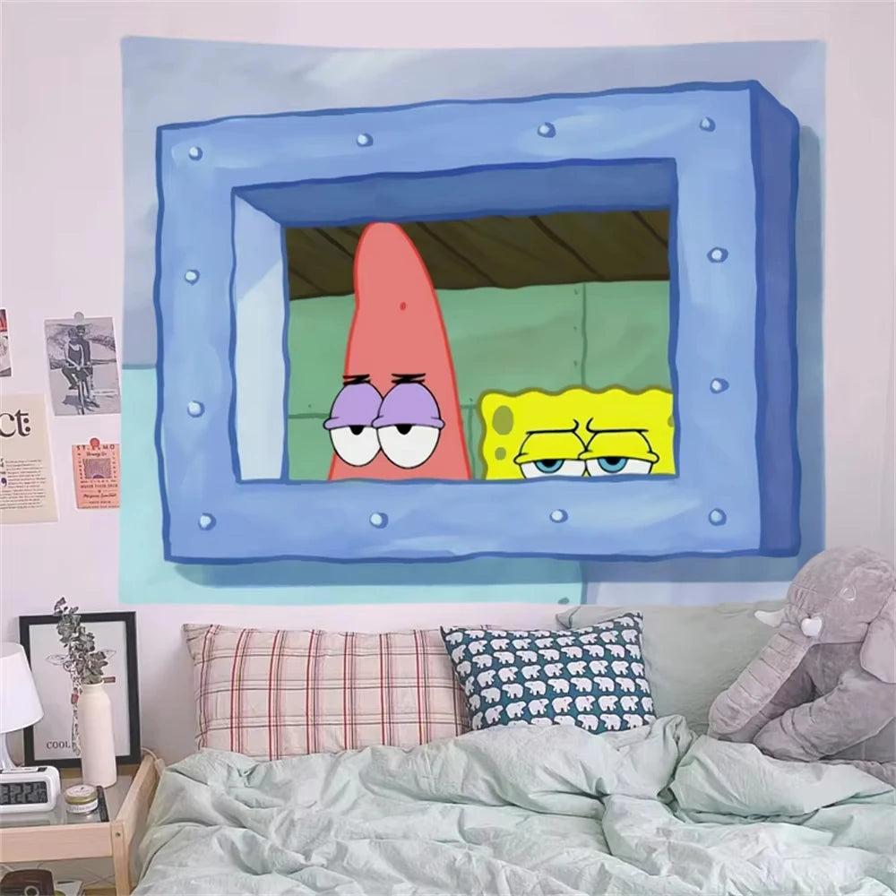 Squidward and SpongeBob decorative wall art print