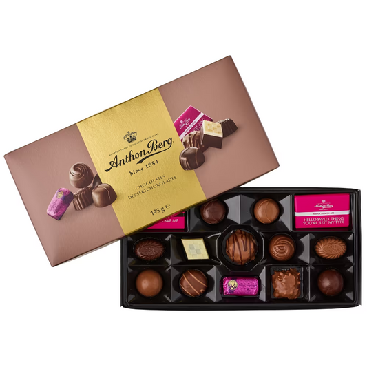 Box of Anthon Berg assorted chocolates 145g