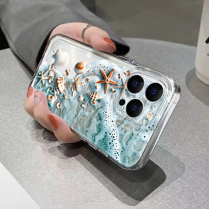 Clear Samsung Galaxy cover with decorative beach shell artwork