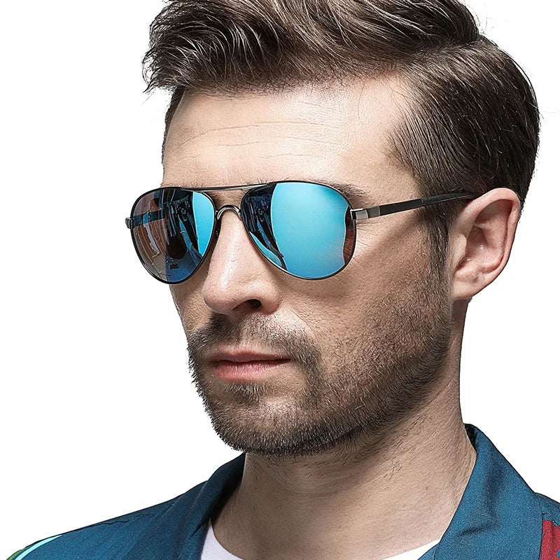 Aowear aviation sunglasses black UV400 anti glare polarized