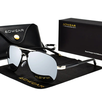 Aowear polarized aviation sunglasses UV400 mirror lens CE certified