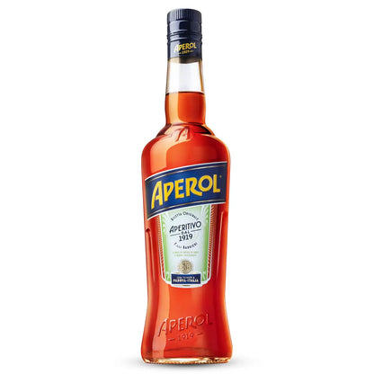 Aperol Aperitivo, 1L bottle front view, showcasing the vibrant orange color.