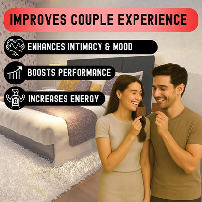 Vegan dark chocolate infused with aphrodisiac herbs