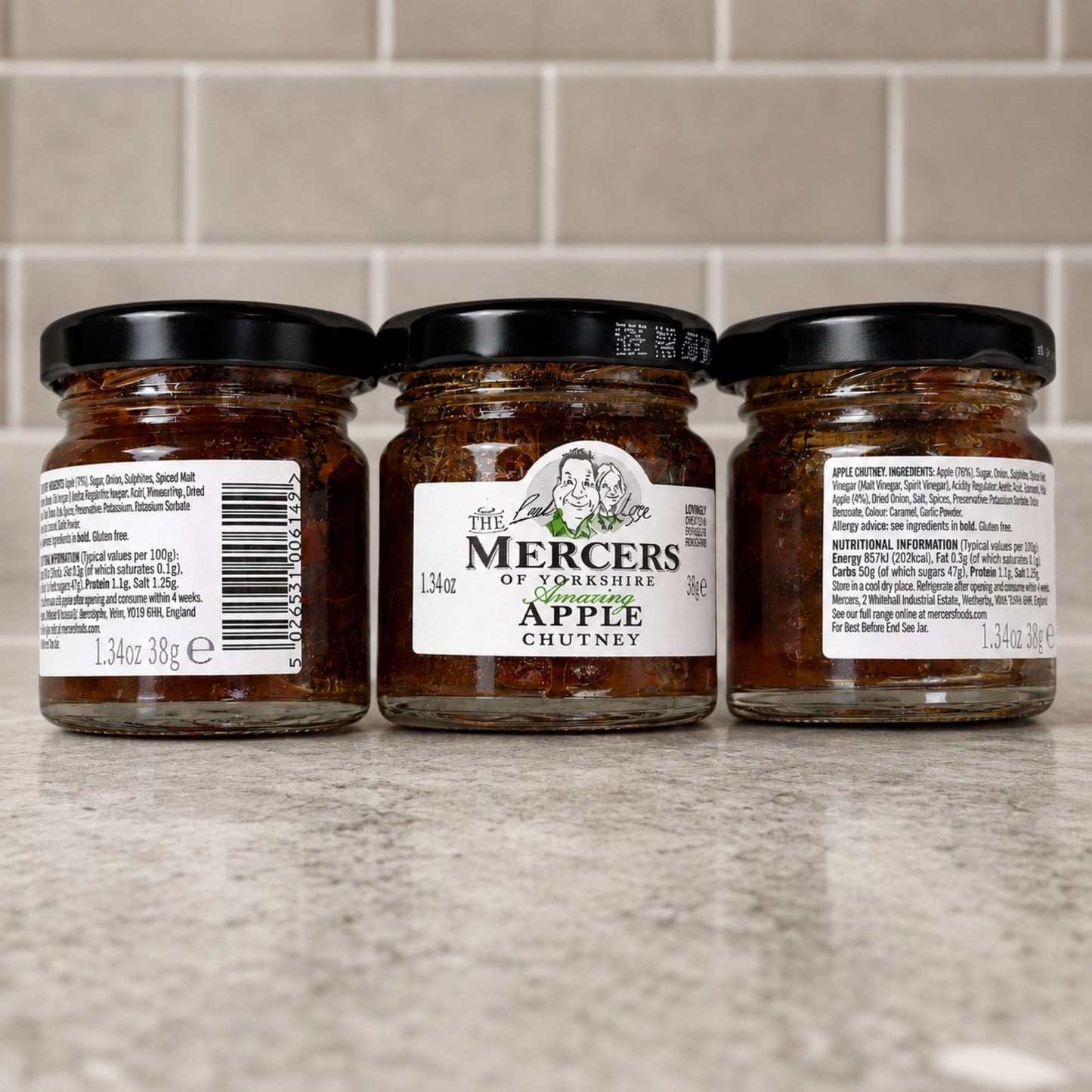 Mercers Apple Chutney Mini Jars 3 x 38g Vegan Condiment Set