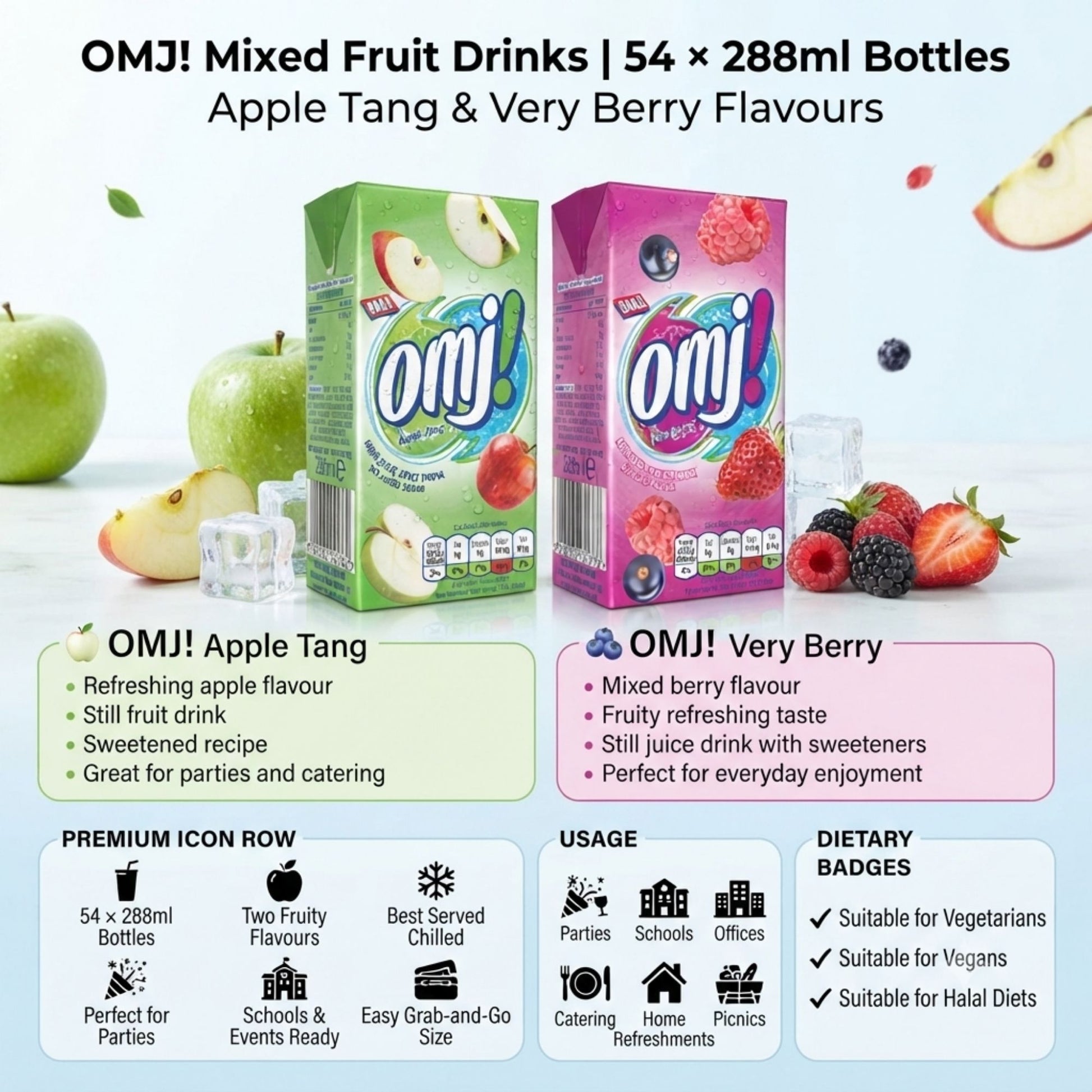 Apple and Very Berry still juice drink pack