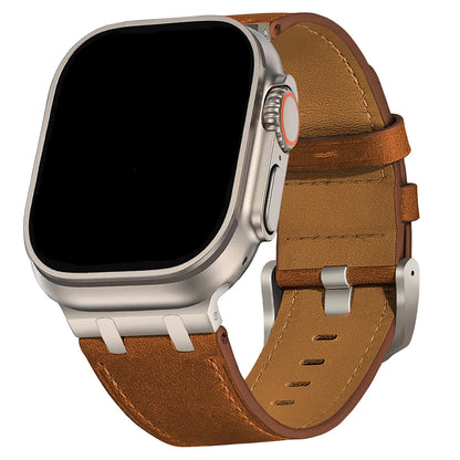 Leather Apple Watch Ultra 3 band 49mm wrist shot premium