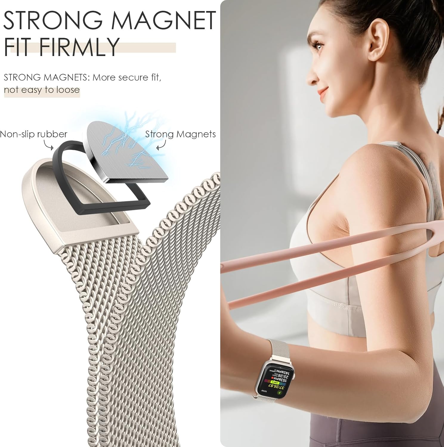 Woven stainless steel Apple Watch loop band