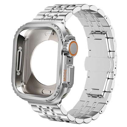 Stainless steel Apple Watch strap with protective case set