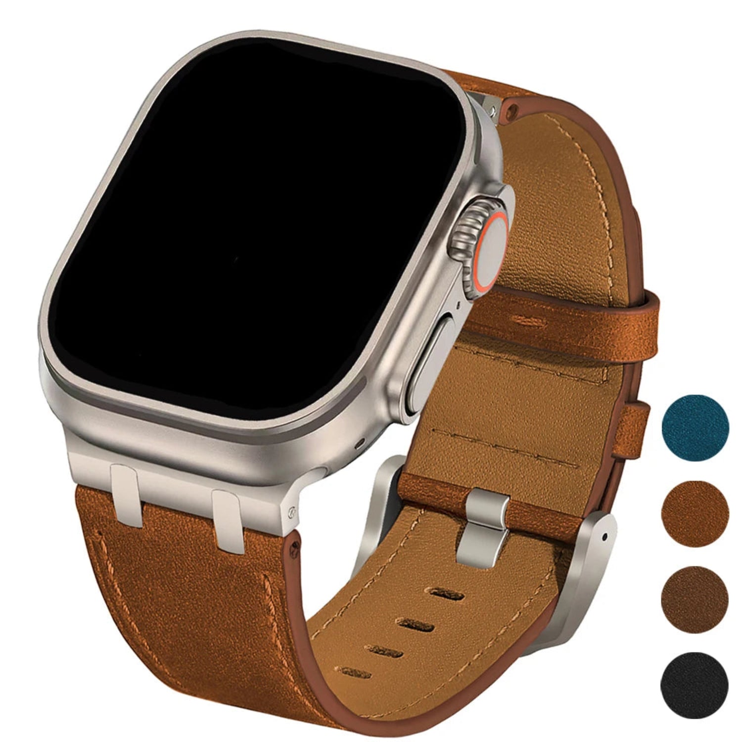 Leather Apple Watch band 42mm 44mm 45mm 46mm 49mm pin buckle