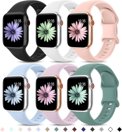 Soft silicone Apple Watch sport straps 6 pack set