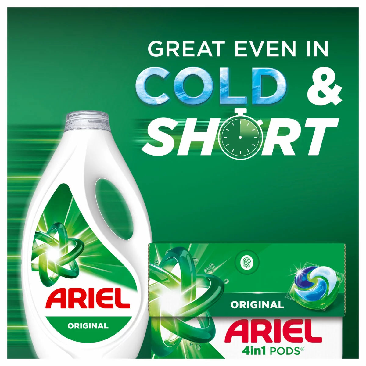 Fresh scent laundry pods with COOL CLEAN technology