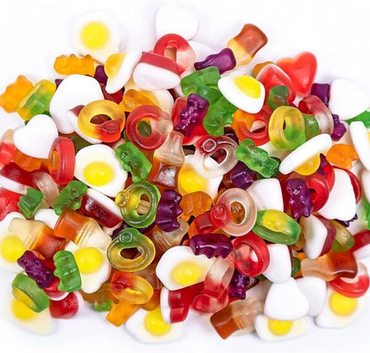 Mixed shape gummies including bears and cola bottles